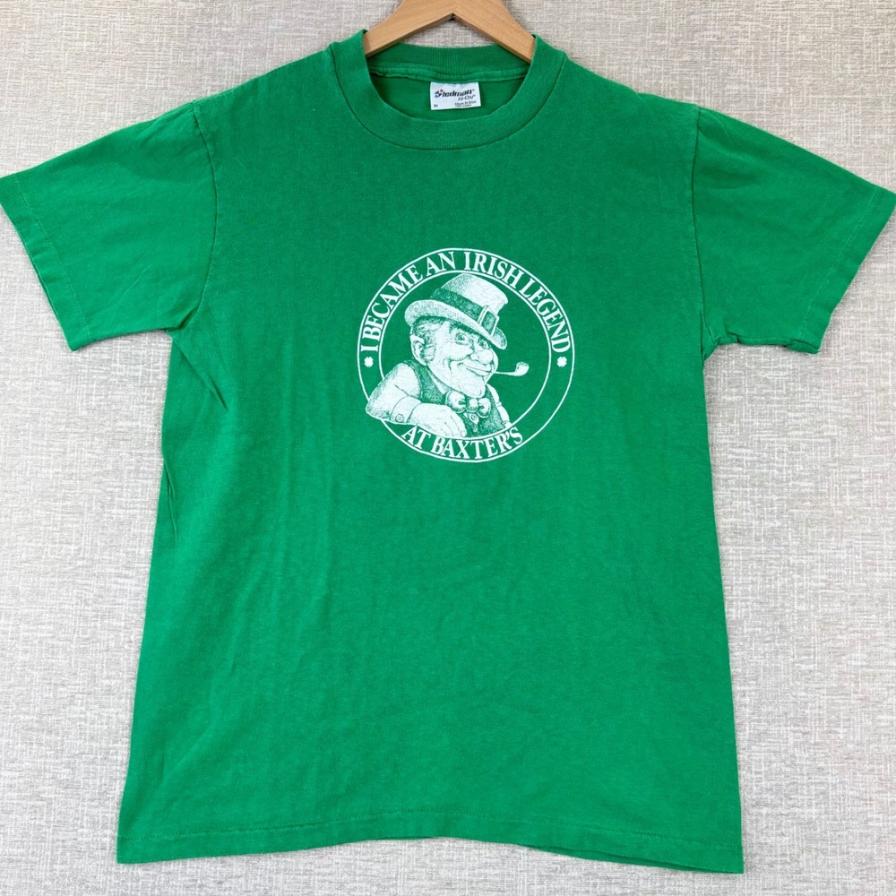 Vintage 80s Mens Medium Stedman Hi-Cru Irish Legend Baxters Leprechaun Shirt